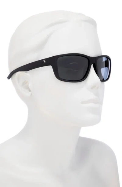 Hurley 52mm Beveled Polarized Rectangular Wrap Sunglasses