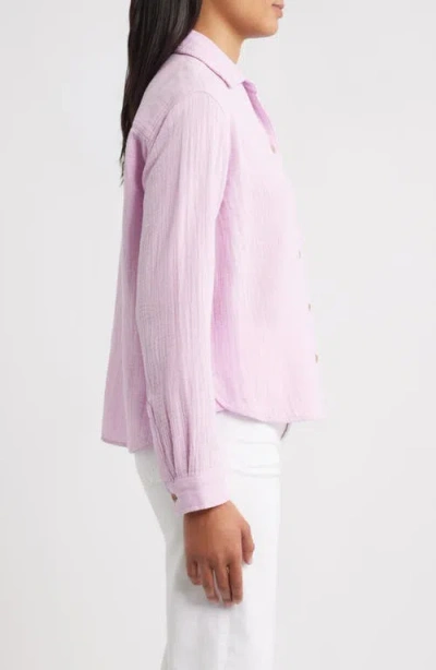 Beachlunchlounge Cameletta Cotton Gauze Button-up Shirt In Pink