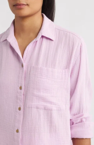 Beachlunchlounge Cameletta Cotton Gauze Button-up Shirt In Pink