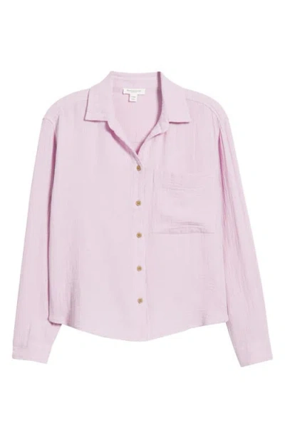 Beachlunchlounge Cameletta Cotton Gauze Button-up Shirt In Pink