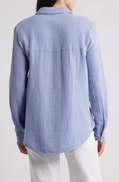 Beachlunchlounge Micaela Cotton Button-up Shirt In Purple