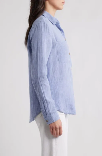 Beachlunchlounge Micaela Cotton Button-up Shirt In Purple