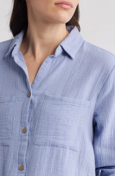 Beachlunchlounge Micaela Cotton Button-up Shirt In Purple