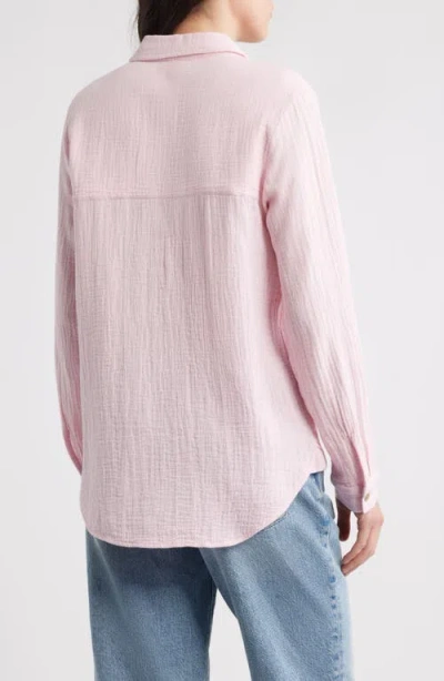 Beachlunchlounge Micaela Cotton Button-up Shirt In Pink