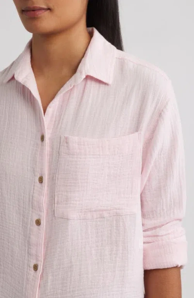Beachlunchlounge Cameletta Cotton Gauze Button-up Shirt In Pink