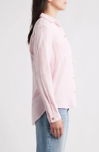Beachlunchlounge Micaela Cotton Button-up Shirt In Pink