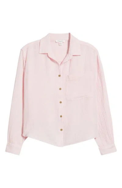 Beachlunchlounge Cameletta Cotton Gauze Button-up Shirt In Pink