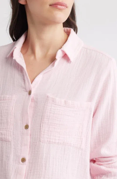 Beachlunchlounge Micaela Cotton Button-up Shirt In Pink