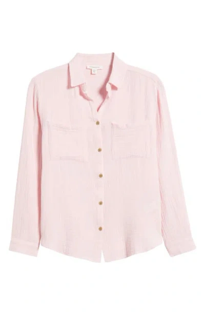 Beachlunchlounge Micaela Cotton Button-up Shirt In Pink