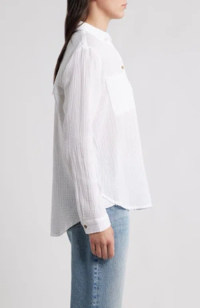 Beachlunchlounge Micaela Cotton Button-up Shirt In White