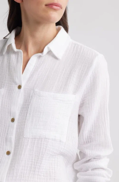 Beachlunchlounge Micaela Cotton Button-up Shirt In White