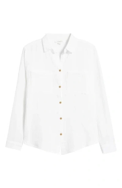 Beachlunchlounge Micaela Cotton Button-up Shirt In White