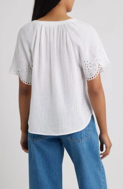 Beachlunchlounge Dessa Eyelet Detail Cotton Top In White