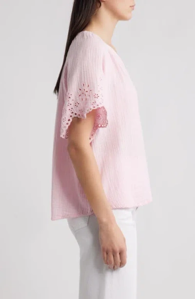 Beachlunchlounge Dessa Eyelet Detail Cotton Top In Pink