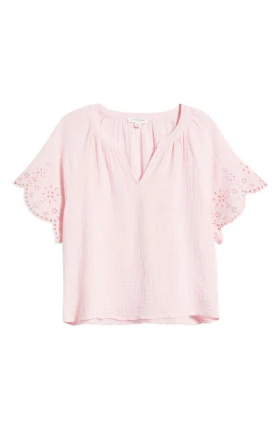 Beachlunchlounge Dessa Eyelet Detail Cotton Top In Pink