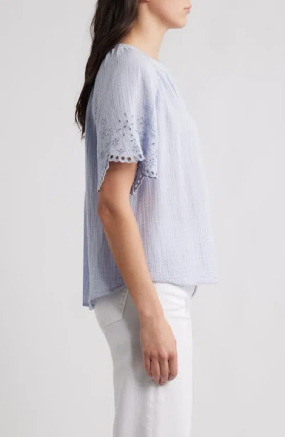 Beachlunchlounge Dessa Eyelet Detail Cotton Top In Blue