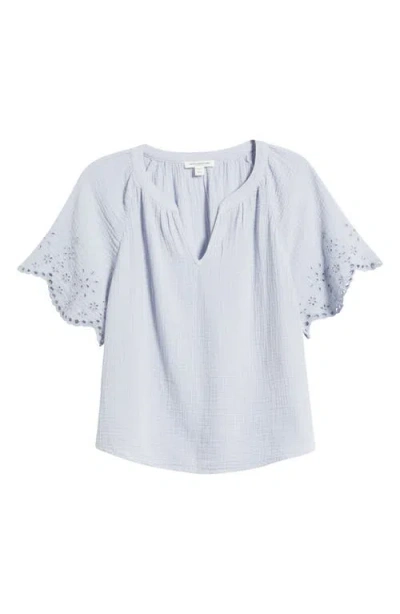 Beachlunchlounge Dessa Eyelet Detail Cotton Top In Blue