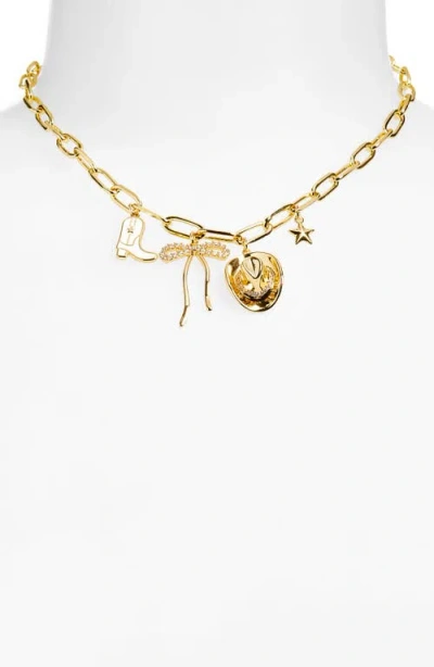 Leith Western Enamel & Cubic Zirconia Charm Necklace