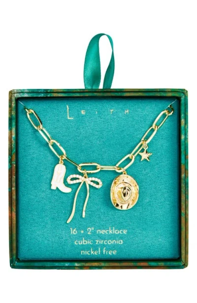Leith Western Enamel & Cubic Zirconia Charm Necklace