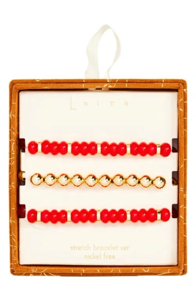 Leith 3-pack Glass & Metal Bead Bracelet