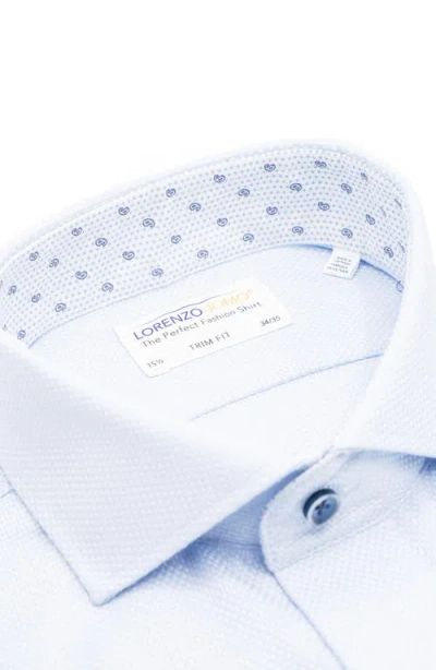 Lorenzo Uomo Trim Fit Textured Cotton Dress Shirt In Blue