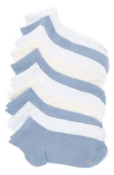 Lucky Brand 10-pack Assorted Mini Rib Quarter Crew Socks In Multi