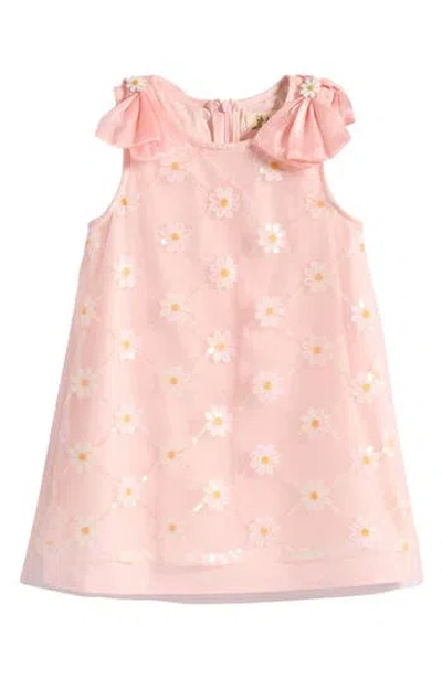 Doe A Dear Kids' Sequin Daisy Mesh Dress In Pink