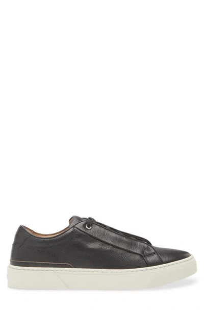 Hugo Boss Gary Leather Low-top Trainers With Branded Lace Loop In Black