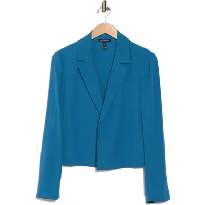 Eileen Fisher Notch Lapel Silk Blazer In Blue