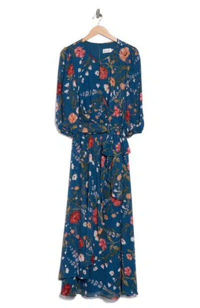 Eliza J Floral Long Sleeve Maxi Dress In Multi