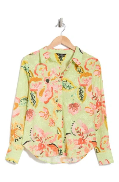 Nicole Miller Eyelet Embroidered Button-up Shirt In Multi