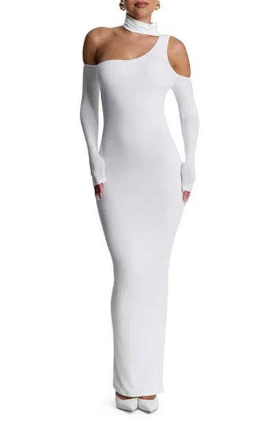 Naked Wardrobe Choked Up Long Sleeve Maxi Dress In White