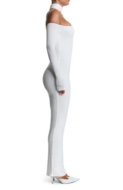Naked Wardrobe Choked Up Long Sleeve Maxi Dress In White