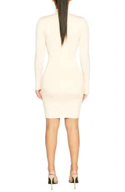 Naked Wardrobe Turtleneck Long Sleeve Asymmetric Minidress In White