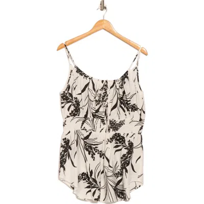 Renee C Leaf Print Smocked Peplum Camisole In White