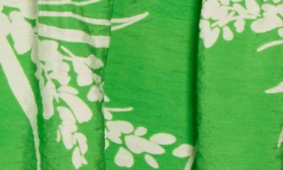 Renee C Leaf Print Smocked Peplum Camisole In Green