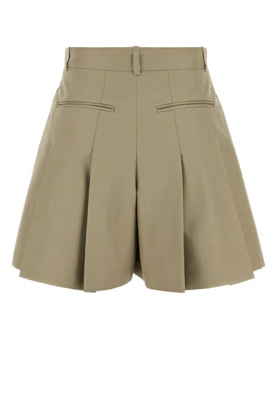Alexander Mcqueen Women Dove Grey Cotton Shorts In Green
