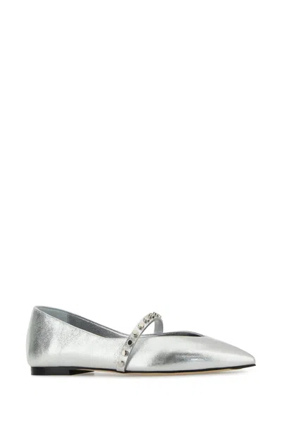 Alexander Mcqueen Lace-up Metallic Pointed Toe Studded Shoes In Silver