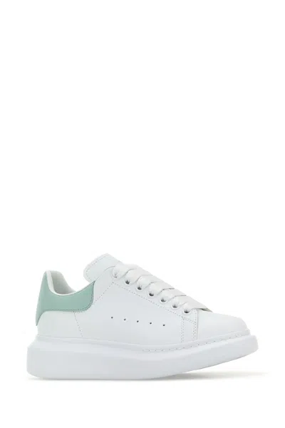 Alexander Mcqueen Leather Sneakers With Thick Sole And Perforated Design In White