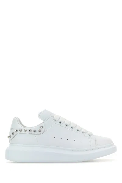 Alexander Mcqueen Leather Sneakers With Platform Sole And Stud Embellishments In White