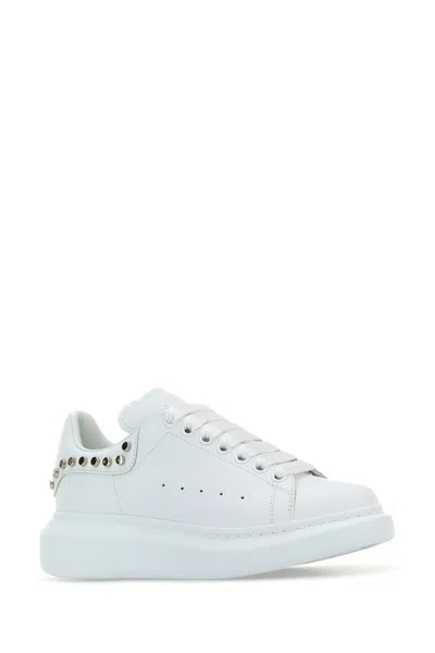 Alexander Mcqueen Leather Sneakers With Platform Sole And Stud Embellishments In White