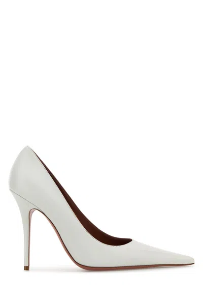 Amina Muaddi White Nappa Leather Barbara Pumps