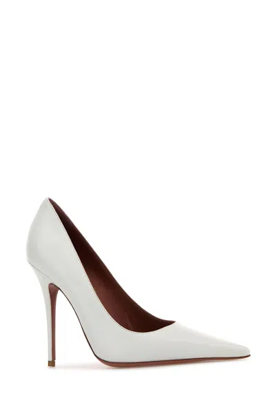 Amina Muaddi White Nappa Leather Barbara Pumps