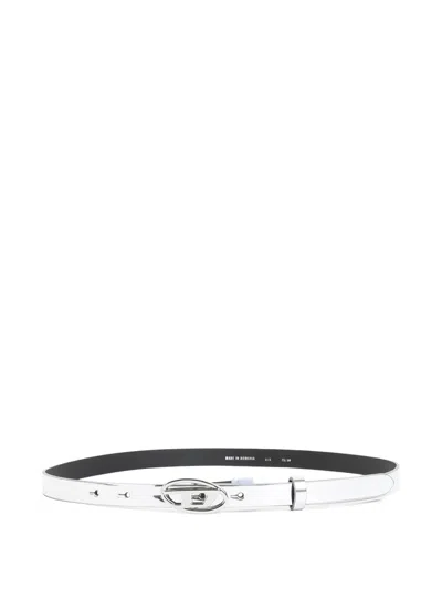 Diesel Adjustable Loop Belt Crafted Polyester Leather In White