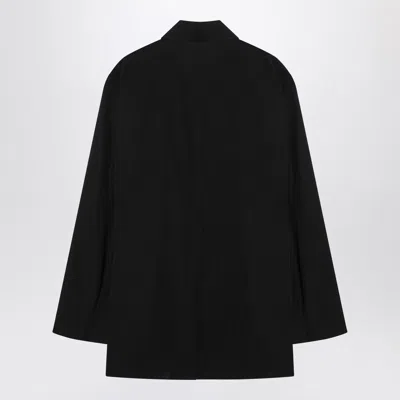 Auralee Single-breasted Black Jacket In Cotton And Wool Men In Black