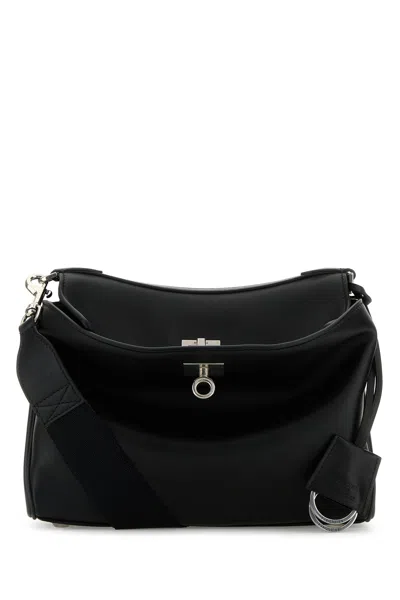 Balenciaga Men Black Leather Small Rodeo Messenger Crossbody Bag
