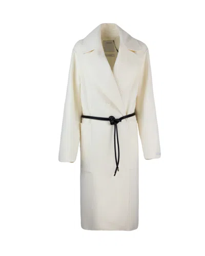 Sportmax White Abbot Coat In Neutral