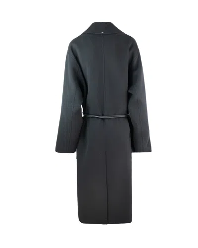 Sportmax Double-faced Wool Wrap Long Coat In Black