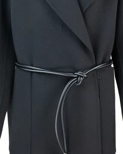 Sportmax Double-faced Wool Wrap Long Coat In Black