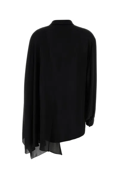 Balenciaga Black Blouse With Pussybow Collar And Asymmetric Design In Silk Woman In Black